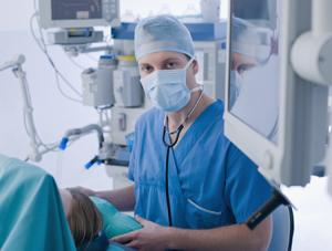 Photo of anesthesiologist at work